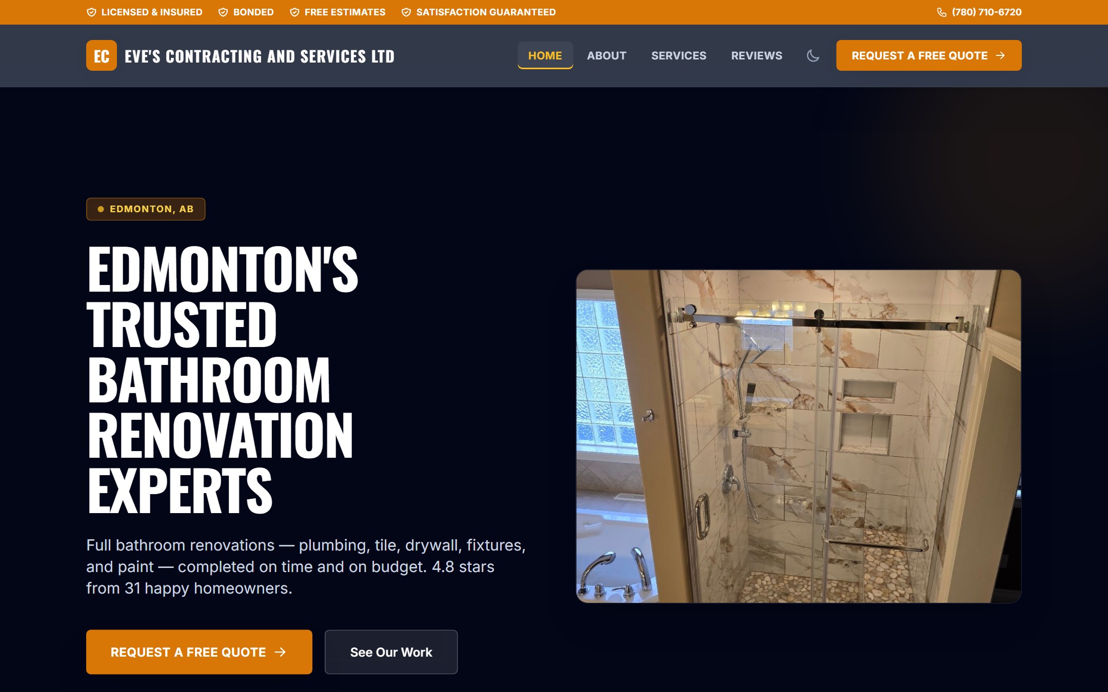Eve's Contracting and Services website preview