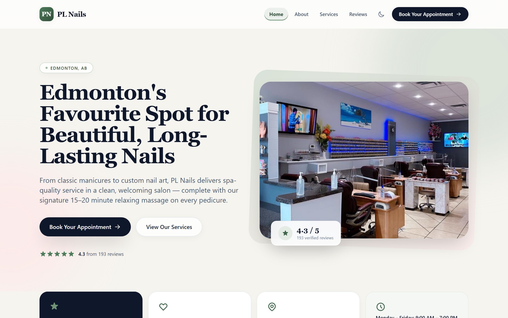 PL Nails website preview